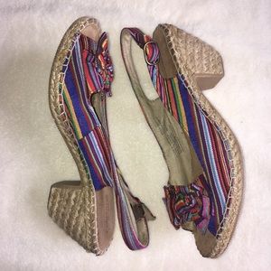 Striped Bow Espadrille Slingback Shoes